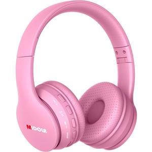 MIDOLA Kids Headphones Bluetooth 5.3 Wireless 60H Play Time Volume Limit 85/110dB Over Ear Foldable Protection Headset/Wired AUX Cord Mic for Children Boy Girl Travel School Phone Pad Tablet Pink