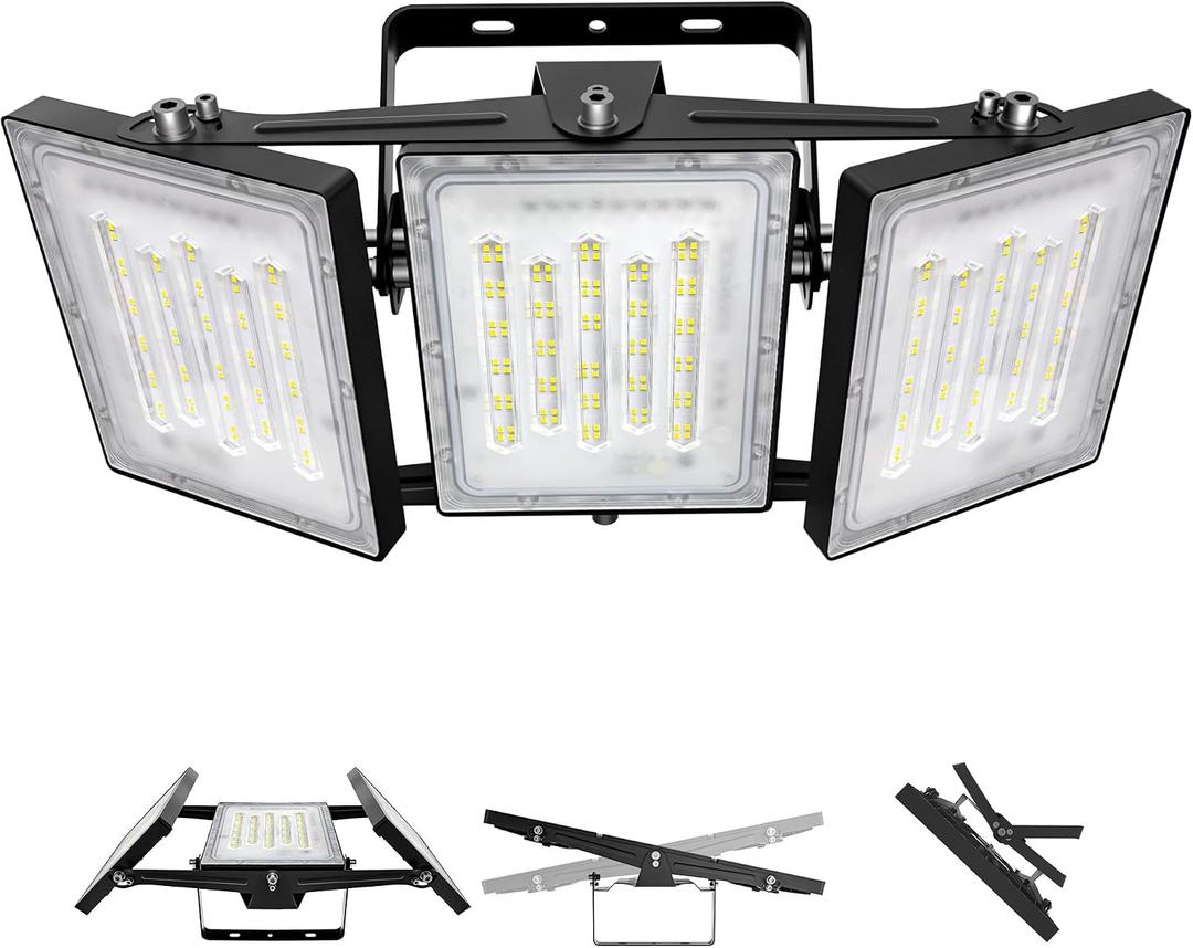 LED Flood Light Outdoor, 300W 30000lm 3000K Warm White IP66 Waterproof, Commercial Parking Lot Light,3 Heads for Yard Street Stadium House Floodlight Bright Security Lights for Outdoor Area