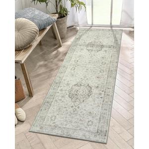 LIVEBOX Washable 2x6 Runner Rug for Bathroom, Non Slip Kitchen Mats for Floor Entryway, Boho Indoor Front Door Mat Low-Pile Runners for Hallways, Farmhouse Rugs for Bath Laundry, Taupe