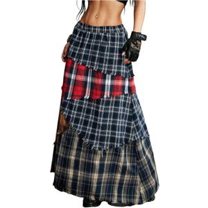 Verdusa Women's Long Maxi Skirt Boho Flowy Flared Ruffle Skirts 2026 Beach Vacation Summer Going Out Outfits, XL
