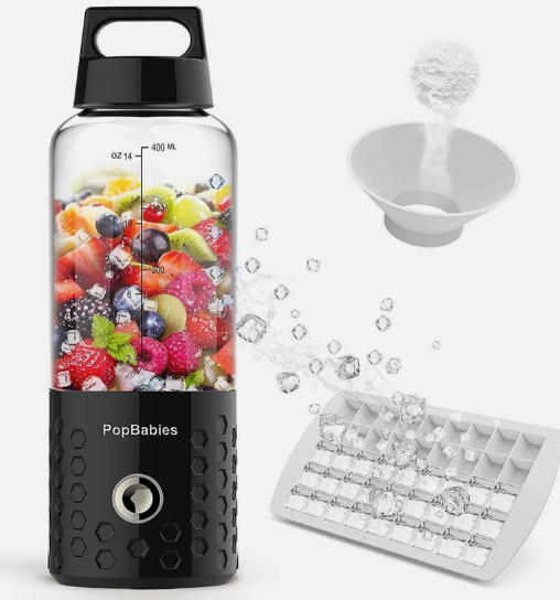 Portable blender, PopBabies Blender for Shakes and Smoothies with 3 Batteries 7500mah USB Rechargeable, Hot and Cold Dual Personal Blender Powerful and Durable 2nd Gen
