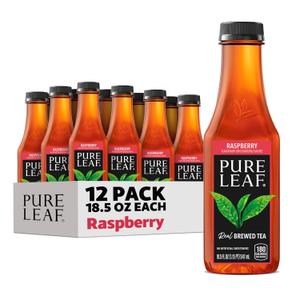 Pure Leaf Iced Tea, Raspberry, Real Brewed Tea, 18.5 Fl Oz Bottles (Pack of 12) BBD: 10-26-26
