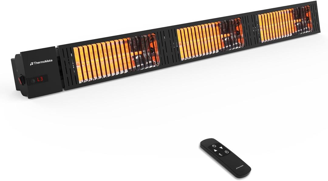 ThermoMate Infrared Outdoor Patio Heater, 4500W Carbon Fiber Heating for Porch, Deck, Garage with Remote 24 Hours Timer, Hard Wired 240V