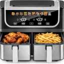 Simple Deluxe 9.5-Qt Dual Basket Air Fryer, 10-in-1 Digital Preset 1700W Airfryer, Sync Cook, Independent Temp Control, Shake Reminder, Nonstick Basket, Black