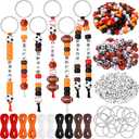 Landical 564 Pcs Sports Keychain Making Kit DIY Baseball Basketball Football Soccer Bead Keychain Craft Adjustable Letter Bead Sport Party Favor Gift Backpack Accessories Holiday Decor