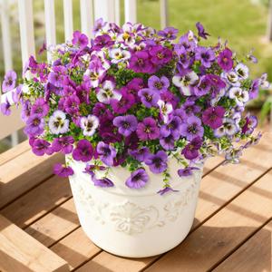INQCMY Artificial Fake Pansy Flowers for Outdoor, 12 Pcs Faux Silk Pansies Flower for Spring Summer Decoration, UV Resistant Fake Plants for Outside Planter Porch Yard Patio Home Decor(Mixd Purple)