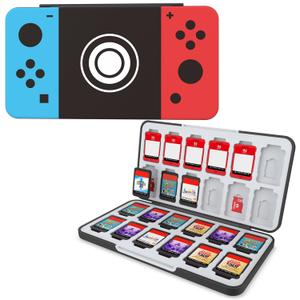 HEIYING Switch Game Card Case for Nintendo Switch / Switch 2(2025),Custom Pattern Memory Storage Holder with 24 Game Card Slots and 24 Micro SD Cards Slots (Classic Buttons Black)