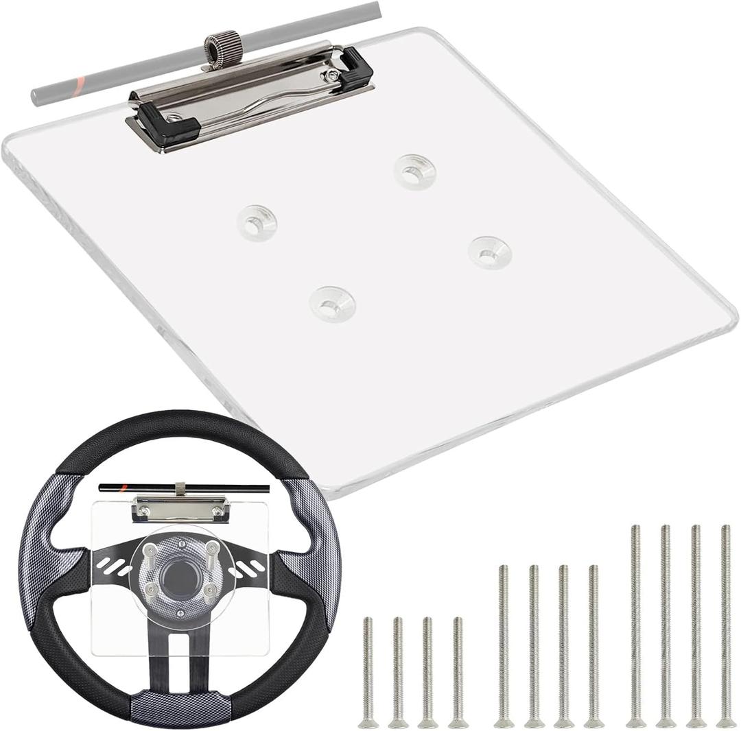 Golf Cart Scorecard Holder with Pen Holder on Golf Cart Steering Wheel for EZGO Club Car Yamaha Golf CartsNote Do Not Include Golf Cart Steering Wheel (Colorless)