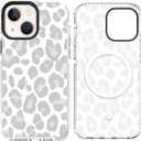 SAKUULO Magnetic for iPhone 15 Plus Case Light Gray Leopard Print Pattern [Compatible with MagSafe] Wireless Charge Slim Shockproof for iPhone 15 Plus Case, Gray Leopard (6.7")