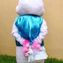 Plush Easter Bunny Adult Costume Rabbit Halloween Mascot Costume, M 5'7" to 5'11" (171cm-180cm) (White)