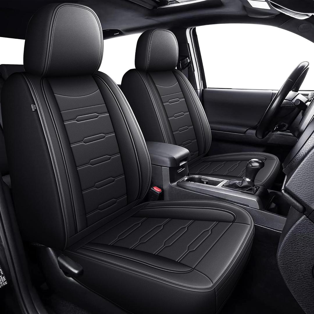 Seat Covers Fit for Tacoma:2005-2023 - Full Set Car Seat Covers Compatible with Toyota Tacoma - Truck Pickup Double/Crew Cab SR SR5 TRD Sport TRD Off-Road PreRunner Trims (5 Seats,Black)