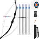Bow and Arrow Set for Kids Youth Bow Set, 45" Archery Bow and Arrows for Teens Kids with 1 Bow 9 Arrows 4 Target Face 1 Arm Guard 1 Quiver 1 Sight Pin, Long Bow Archery Set - Gift for Beginner Archers (Black)