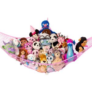 Lilly's Love Large Stuffed Animal Hammock | Corner Hanging Organizer, Stuffed Animal Storage | Easy to Hang Plushie Net w/Included Anchors & Hooks | Cute Room & Bedroom Decor (Pink) (1 Pack (XL))