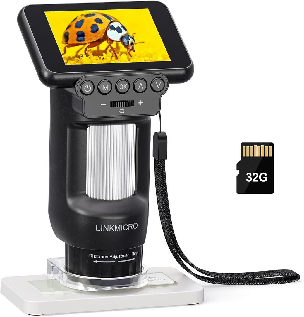 LM013 Microscope for Kids Adults Portable, Handheld Microscope Camera with 2.8" Screen, Coins Magnifier with 8 LED, USB Output, Christmas Birthday Gifts, 32GB