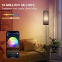 FRIDEKO HOME Floor Lamp, Color Changing Ambient Lighting for Living Room Bedroom, Standing Lamp with App & Remote Control, Tall Corner Lamp for Christmas Home Decor, 9W 800LM, Foot Switch, Black Shade