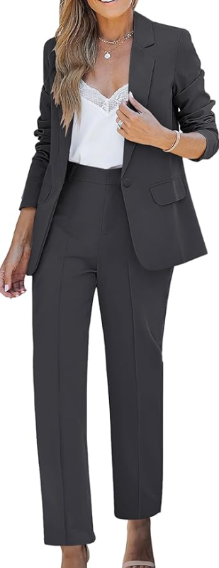 luvamia Women's Two Piece Sets Pants Suits Dressy Business Casual Outfits Professional Blazer Pantsuits Set Work Office L