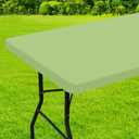 homing Rectangle Table Cloth Cover, Waterproof Polyester Elastic Fitted Tablecloth, Fits for 6 Foot Folding Tables, Washable Table Protector for Picnic, Camping, Outdoor (Sage Green, 30" x 72")