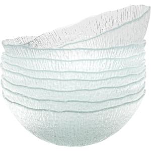 Vikko Soup Bowls, 6.5 Inch Salad Bowls, Glass Soup Bowls, Elegant Textured Glass Bowls, Set of 6, Dishwasher Safe