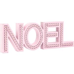 Noel Christmas Decor, Pink Christmas Decorations, Beaded Wooden Noel Letter, Farmhouse Christmas Decor for Table Mantel Shelf Home Tabletop, Rustic Holiday Winter Decor
