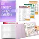 100 Envelopes Challenge Binder Money Savings Challenges Book to Save $5,050 and $500 and $10,000, A5 Money Saving Planner Budget Binder with Cash Envelopes (Black)
