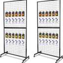 NectaCol Grid Wall Panels, 2 Packs 3'x 6' Grid wall Panels Stand with T-Base, Black Wire Gridwall Display Rack, Craft Show Display Rack, Art Gridwall Display Stand