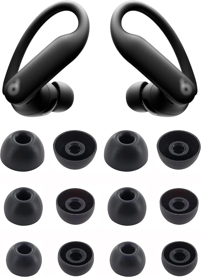 ALXCD Replacement Ear Tips Compatible with Powerbeats Pro 2 Headphone, S/M/L 3 Sizes 6 Pairs Soft Silicone Earbuds Tips, Fit for Powerbeats Pro 2 PB Pro 2, 6 Pairs Black