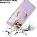 LSL Case for iPhone 16 Pro [Compatible with MagSafe] Soft TPU Bumper Anti-Drop Anti-Scratch Shock Absorption Protective Slim Luxury Plating Magnetic Cover for Women Girls Men - Purple
