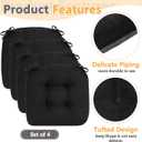 MAGIC ELEPHANT Chair Cushions for Dining Chair, Shredded Memory Foam Kitchen Chair Cushions Set of 4, Non-Slip Thick Dinning Room Chair Pads Seat Cushions, 15.5" x 15.5" x 4" (Black)