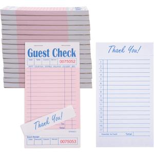 Guest Check Pads EP-3632-1 (20 Pads), Total 1000 Pink Waitress Notepad, Server Order Pads