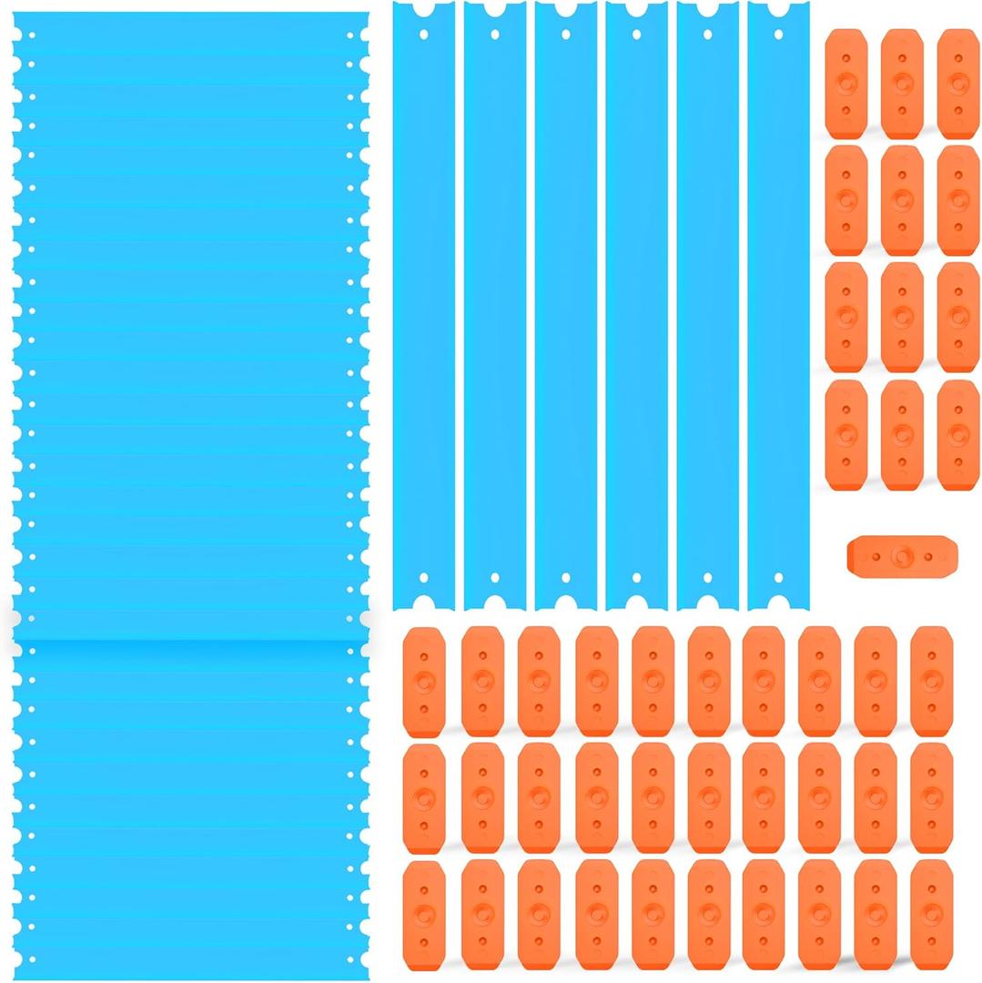 Replacement Track Set Building Pieces for Hot Wheels Toy Cars 86-Piece Straight Track Set, Connectors Included, 40 Feet of Track (Blue)