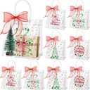 Henoyso 24 Pcs Red and Green Christmas Clear Gift Bags Plastic Goodie Candy Treat Bag with Handles PVC Gift Wrap Totes with Ribbon for Xmas Party Favors (7.8 x 7.8 x 3.1)