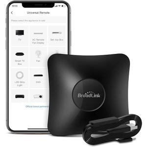 Broadlink RM4 pro Smart IR/RF Remote Control Hub with Sensor Cable(2.4GHz Wi-Fi Only)-WiFi IR/RF Blaster for Home Automation, TV, Curtain, Shades Remote, Works with Alexa, Google Assistant, IFTTT