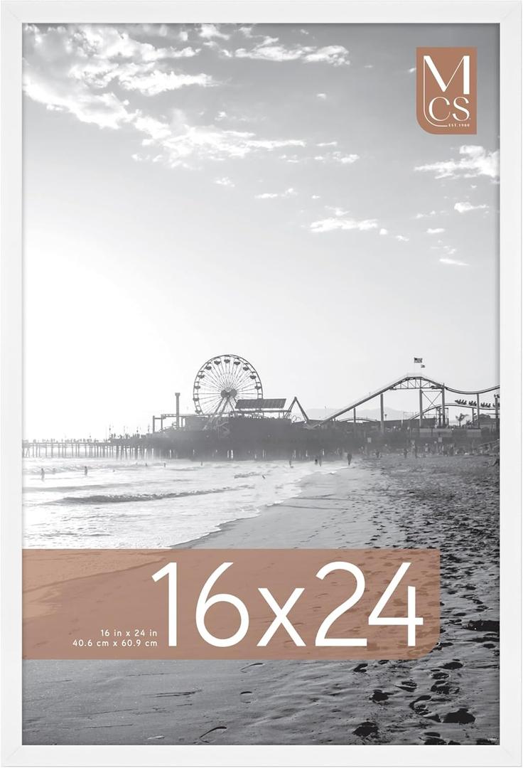 MCS Foundation 16x24 Poster Frame Traditional White, Vertical & Horizontal Wall Hanging Large Picture Frame for Photos, Posters & Art Prints (1-Pack)