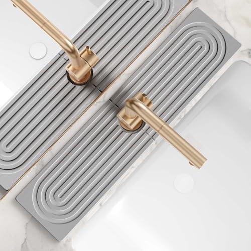 eormoe Kitchen Faucet Absorbent Mat - Large Diatomaceous Earth Splash Guard for Sink Faucet, Aesthetic Water Absorbing Stone Tray in The Modern Home (Grey, 23.6" x 5.5")