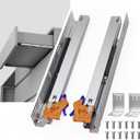 15 Inch Soft Close Undermount Drawer Slides, Concealed Drawer Rails with Rear Brackets for Kitchen Cabinets, TV Stand, Closet Drawers (1 Pair) (15 Inch)