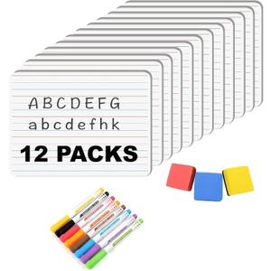 Tlpmsk Small White Board, Dry Erase LapBoards 9''x 12'' Mini White Board Double Sided Portable LapBoards for Students Teachers School Supplies (12 Boards with Line)