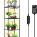 Barrina Plant Shelf with Grow Light, 5-Tier, Plant Stand with 40W Ultra-Thin Grow Light Panel for Hydroponics, Seedlings, Succulents, Flowers, Veg, 3/6/12h Timer, 15.7" L x 11.8" W x 59.1" H