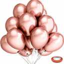 Bezente Rose Gold Metallic Chrome Balloons, 100 Pack 12 inch Rose Gold Latex Round Helium Balloons for Wedding Anniversary Baby Shower Birthday Party Decorations