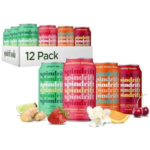 Spindriift Sparkling Flavored Water Variety Pack, Made With Real Squeezed Fruit, 12 Fl Oz Cans (Pack Of 12), Best By: 06/02/26