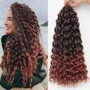 Pre Looped Gogo Curl Crochet Hair for Black Women 24 Inch 8 Packs, Curly Crochet Hair, Deep Wave Braiding Hair, Water Wave Synthetic Crochet Braids Hair Extensions (1B/350)