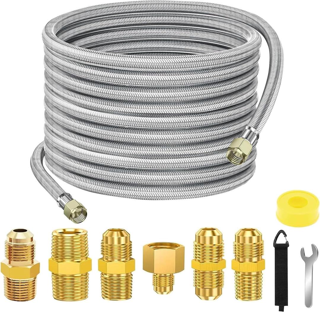 36 FT Propane Hose Extension-High Pressure Braided Gas Line Hose Propane Conversion Kit for BBQ Grill, Fire Pit, Heater (36FT)