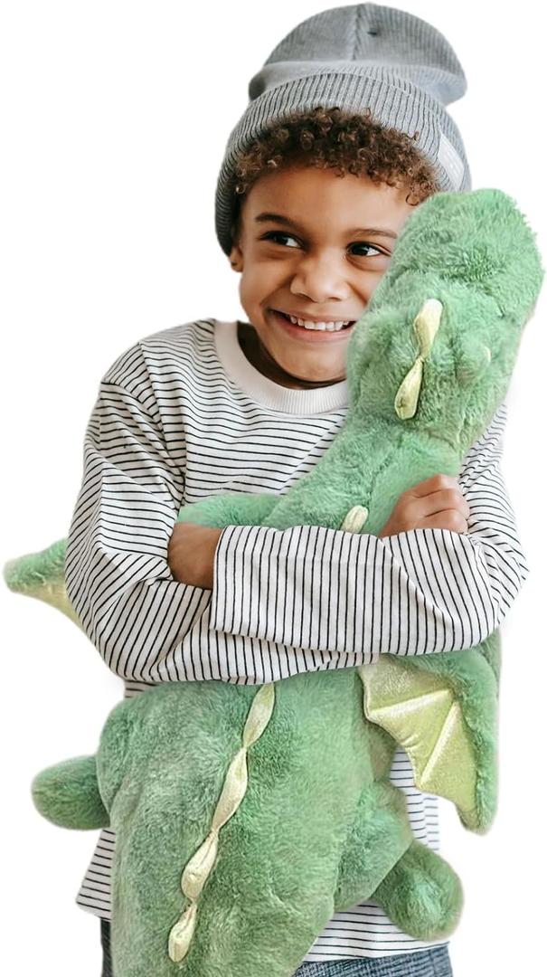 Pterosaur Stuffed Animal with Wings - Cute Soft Dinosaurs Plush Toys Little Flying Dragon Plushies Pillow Doll Christmas Birthday Gifts for Kids Boys Girls (Green,27.55inch/70cm)
