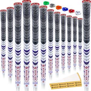 SAPLIZE Cross Cord Golf Grips Set of 13 Grips with Tape or Full Regripping Kit, Standard / Mid / Jumbo Size, Low Taper Design, Multi-compound Hybrid, Anti-Slip Golf Club Grips, CL03 Series