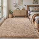 Bedroom Rugs Fluffy Neutral 4x6 Beige Area Rug, Modern Plush Non-Slip Soft Living Room Shag Carpet for Book Room Office,Coffee Stain Resistant