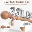 Wood Curtain Rods for Windows 48 to 84 Inch, 1 Inch Boho Decorative Vintage Drapery Rod with Faux Wooden Grain Finials, Adjustable Heavy Duty Rustic Farmhouse Spliced Metal Curtain Pole