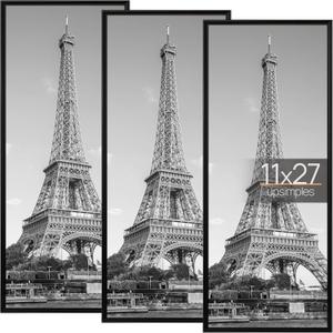 upsimples 11x27 Poster Frame, Easy Slide-In Assembly, Black, 3 PackGallery Wall 11 x 27 Picture Frames Set for Family, Wedding, Christmas, Easy to Change Photos
