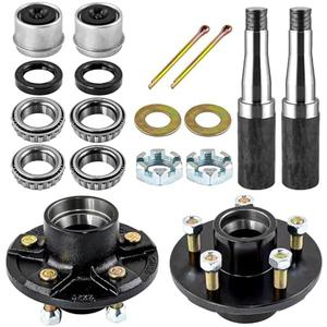 RigsNParts Trailer Idler Hub Kits with 5 on 4.5" Bolt Idler Hub & Round #84 Trailer Axle Spindle Fit for 3500 lb, Sets of 2