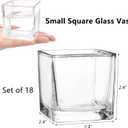 ZEAYEA Set of 18 Small Square Glass Vase, 2.4" x 2.4" Clear Cube Vase for Wedding Centerpieces Home Party Decoration, Square Glass Votive Candle Holder