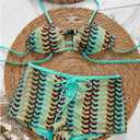 GORGLITTER Women's Crochet Boy Short Bikini Set Striped Cut Out Halter Triangle Swimsuits Two Piece Bathing Suit (M)