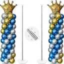 YALLOVE Balloon Column Stand Kit Sets Of 2, 7 Feet Height Adjustable Balloon Tower Pillar with Reusable Metal Telescopic Design for Birthday, Wedding, Baby Shower, Graduation Party Decoration